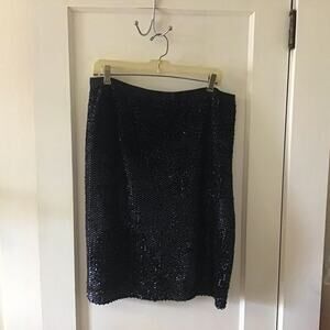 Ann Taylor Fully Sequin Navy Skirt 14